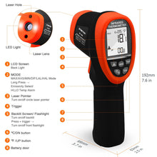 Cargar imagen en el visor de la galería, BTMETER BT-1800 High Temperature Infrared Thermometer handheld -50~1800℃ - btmeter-store