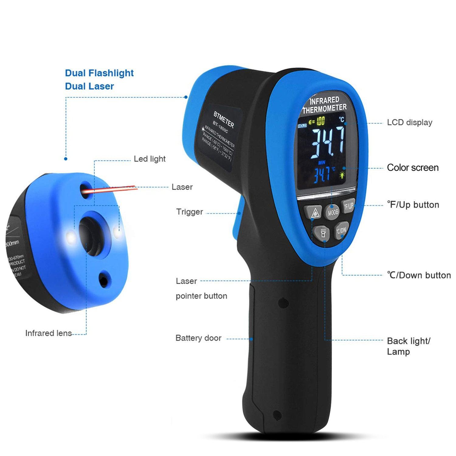 Infrared Thermometer, Pyrometer -58°F ~3272°F IR