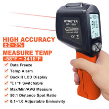 Cargar imagen en el visor de la galería, BTMETER BT - 1880 Infrared Thermometer Temperature - 58°F to 3416°F, D:S=50:1 - btmeter - store