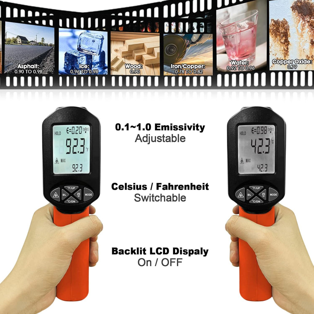 BTMETER BT - 1880 Infrared Thermometer Temperature - 58°F to 3416°F, D:S=50:1 - btmeter - store