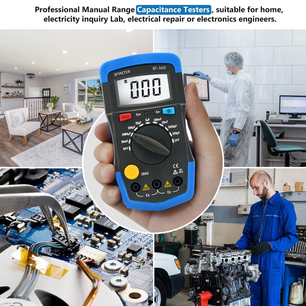 BTMETER BT-36D Capacitance Tester Meter Manual Range 1999 Counts - btmeter-store