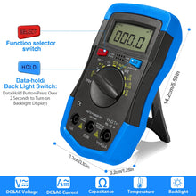 Load image into Gallery viewer, BTMETER BT-36K Digital Multimeter 4000 Counts Auto Ranging AC/DC Current,AC/DC Voltage,Resistance Diodes and fFE with Backlit LCD - btmeter-store
