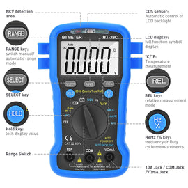 BTMETER BT-39C True RMS Digital Multimeter Auto Ranging for AC DC Voltage - btmeter-store