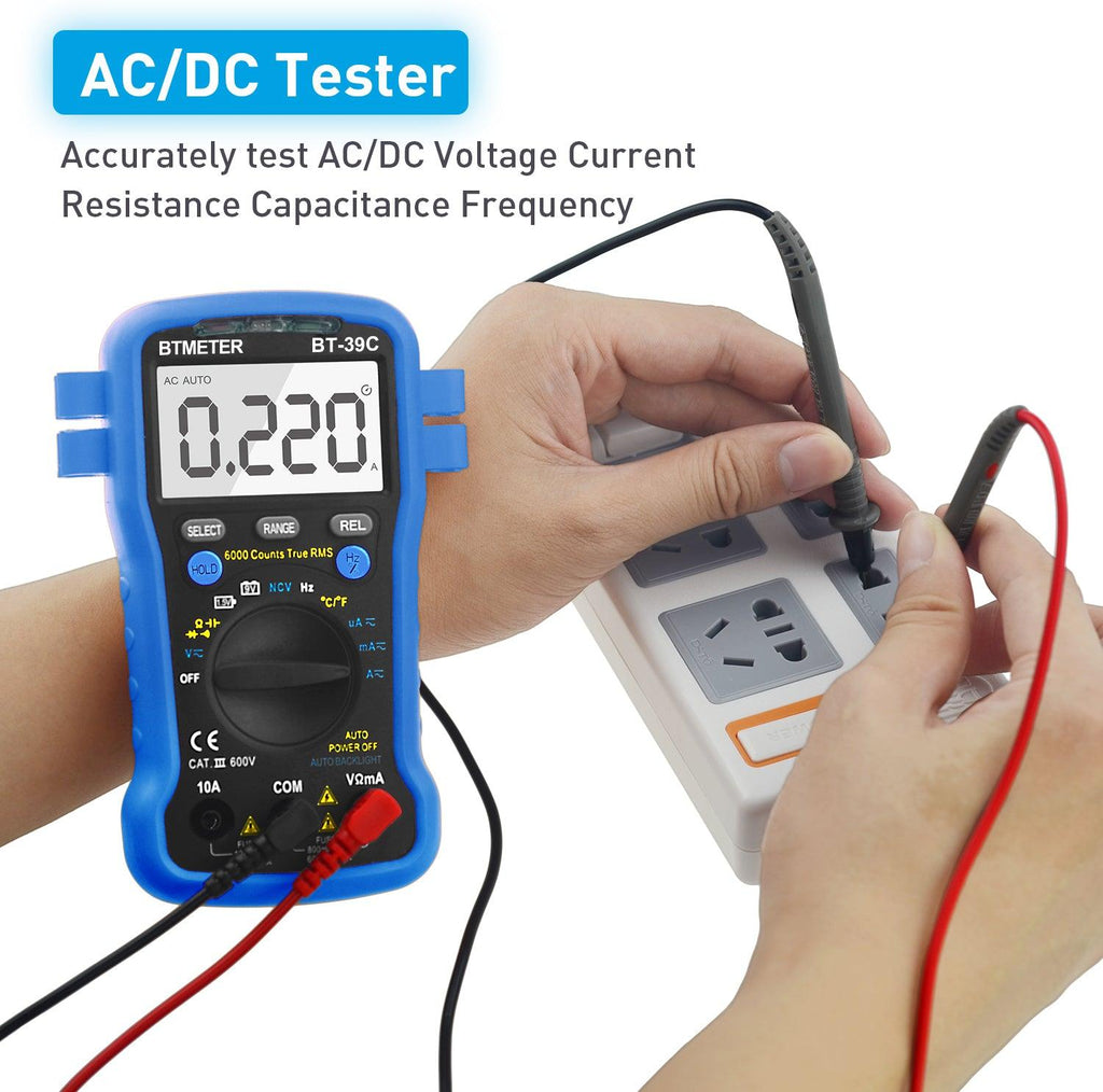 BTMETER BT-39K Multimetro digitale 4000 Counts Universal Meter with NCV Continuity Diode Test for AC DC Volt Tester Current Resistance Capacitance Frequency Backlit BTMETER BT-39K Multimetro digitale 4000 Counts Universal Meter with NCV Continuity Diode Test for AC DC Volt Tester Current Resistance Capacitance Frequency Backlit