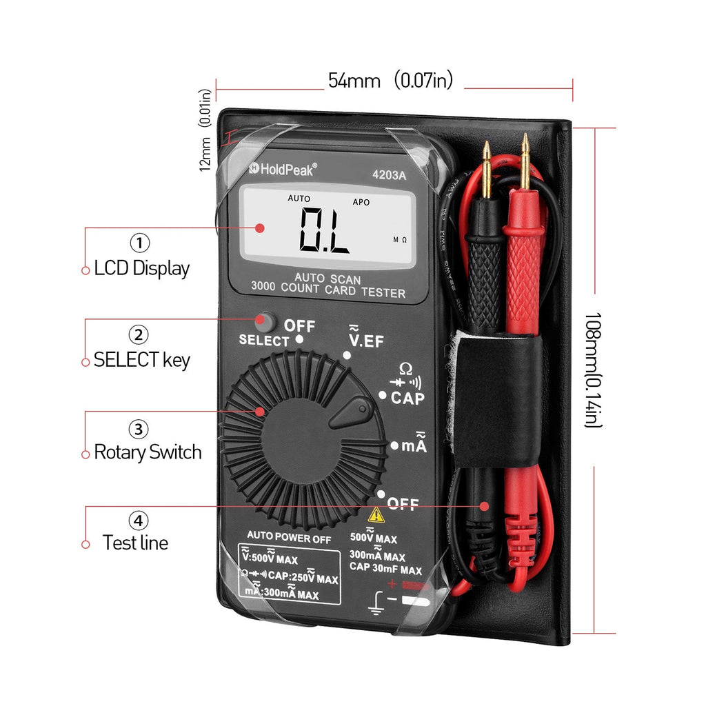 BTMETER BT-4203 Mini Digital Multimeter Card Type Auto Range - btmeter-store