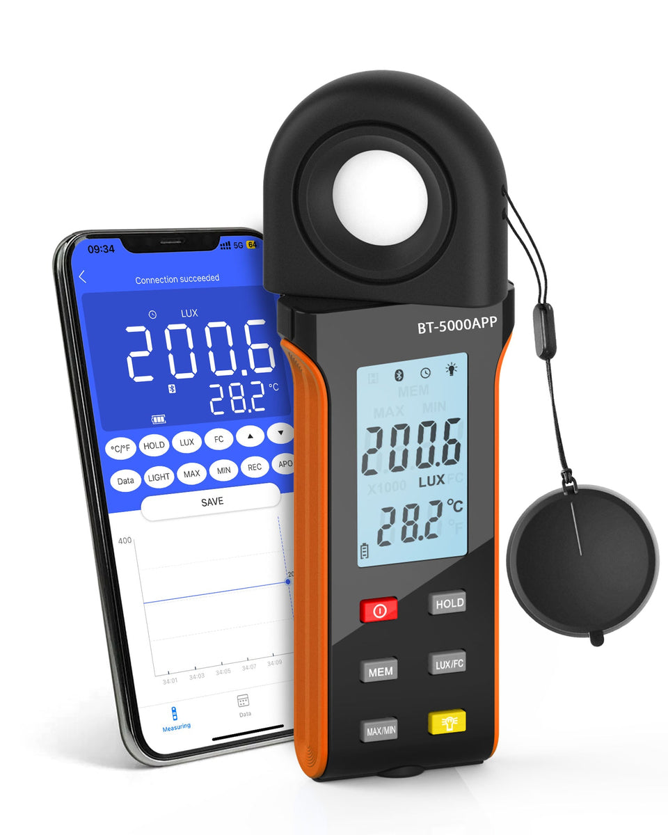 BTMETER BT-5000APP Illuminance Light Meter with Bluetooth, Digital Lux