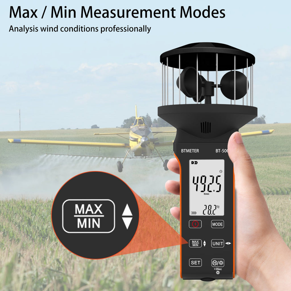 BTMETER BT - 5000G Rechargeable Handheld Wind Speed Meter, Touch Buttons for Shooting, Sailing, Surfing, Drone - btmeter - store