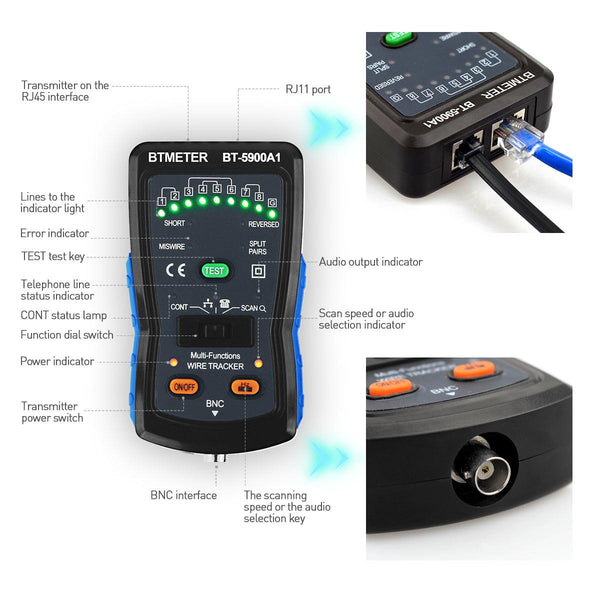 BTMETER BT-5900A Wire Tracker Tone Generator, Cable Finder