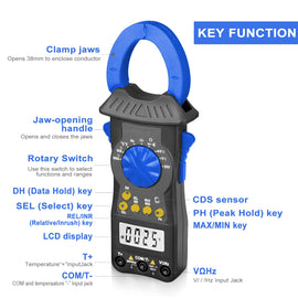 BTMETER BT-6205 Digital Clamp Meter AC/DC Current Voltmeter Ohm 6000 Counts - btmeter-store