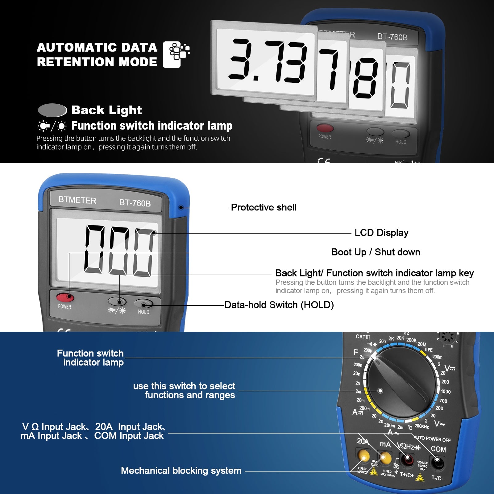 Meter Store Digital Multimeter Meter with Frequency Temperature