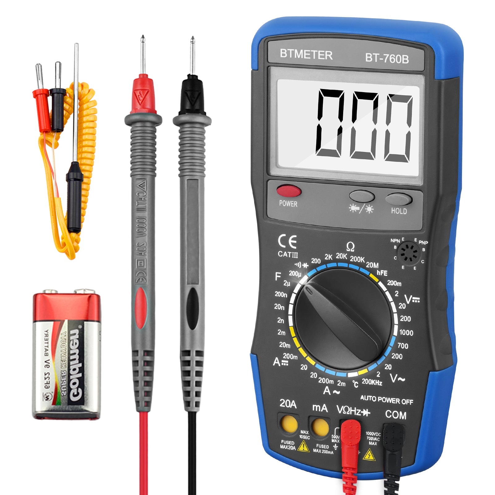 Digital Multimeter Meter with Frequency Temperature