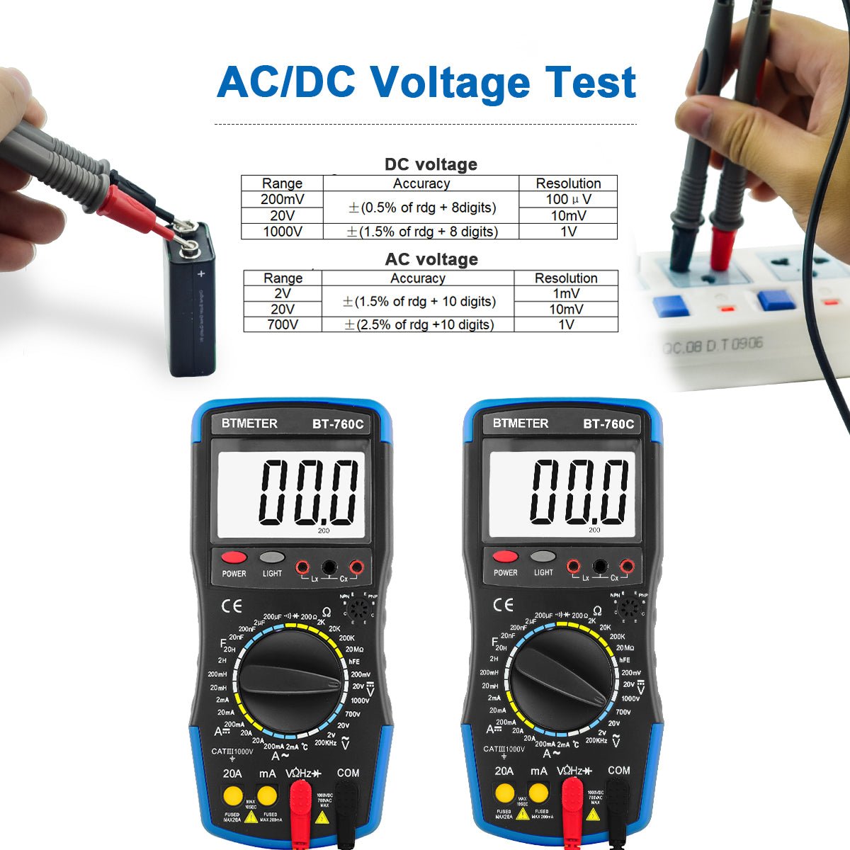 Digital Multimeter DC/AC Voltage Current Inductance Tester