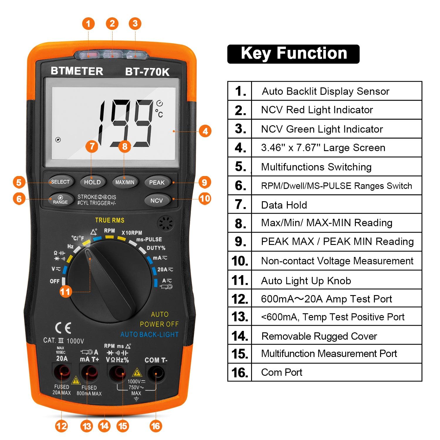 Automotive Multimeter with AC/DC Current Clamp Adapter