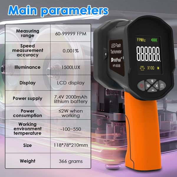 BTMETER BT-8000B Digital LED Stroboscope 60~100,000 RPM