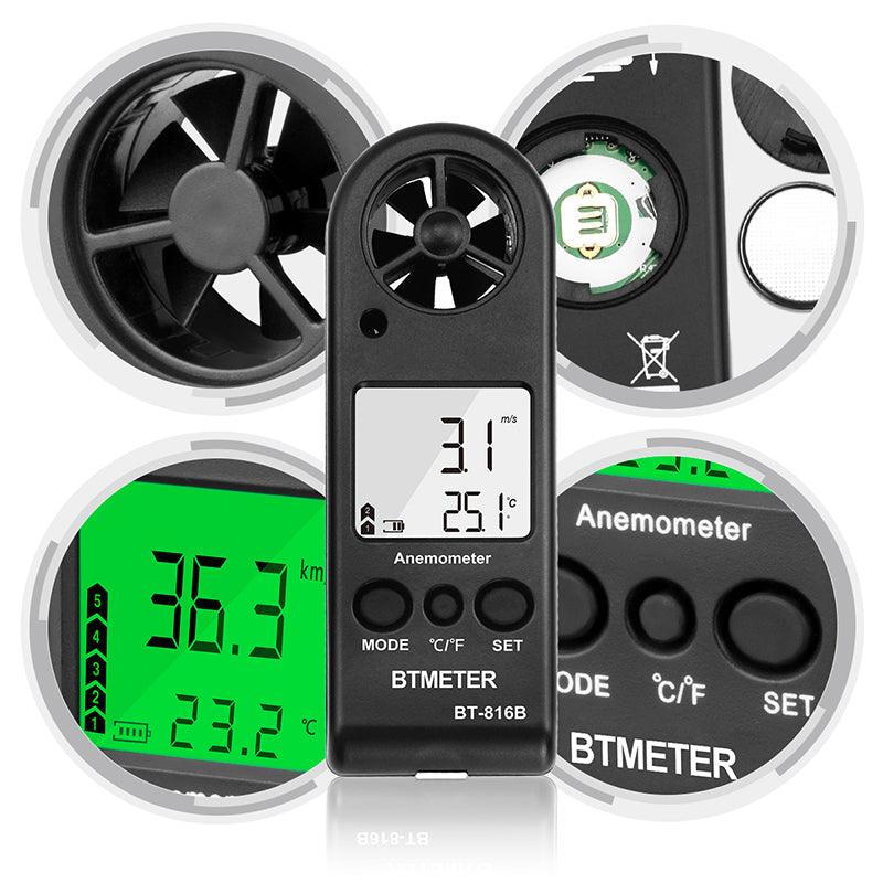 Anemometer Handheld, LC-876 Portable Wind Speed Meter Gauge For Wind ...