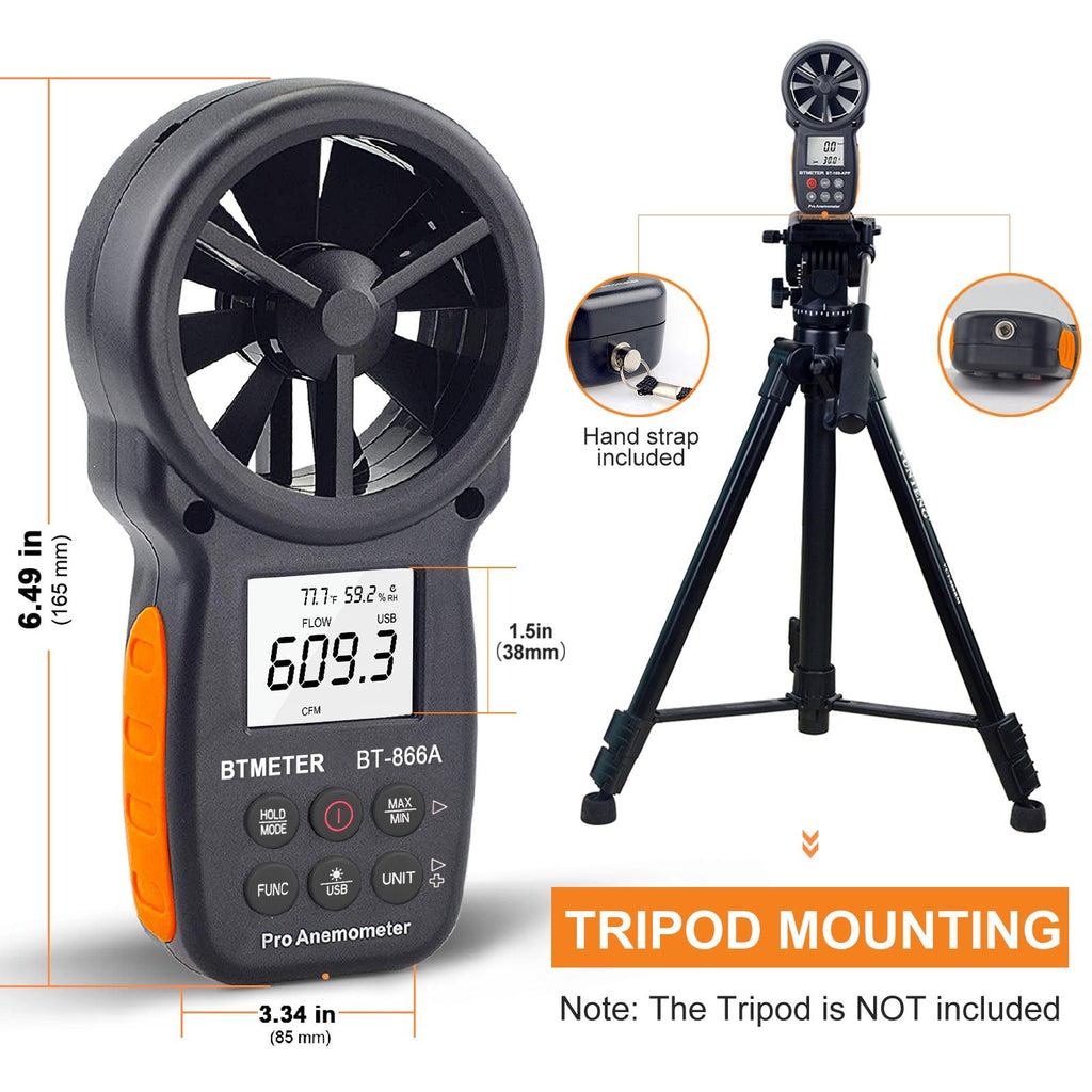 Digital Anemometer Handheld CFM Meter with USB Port