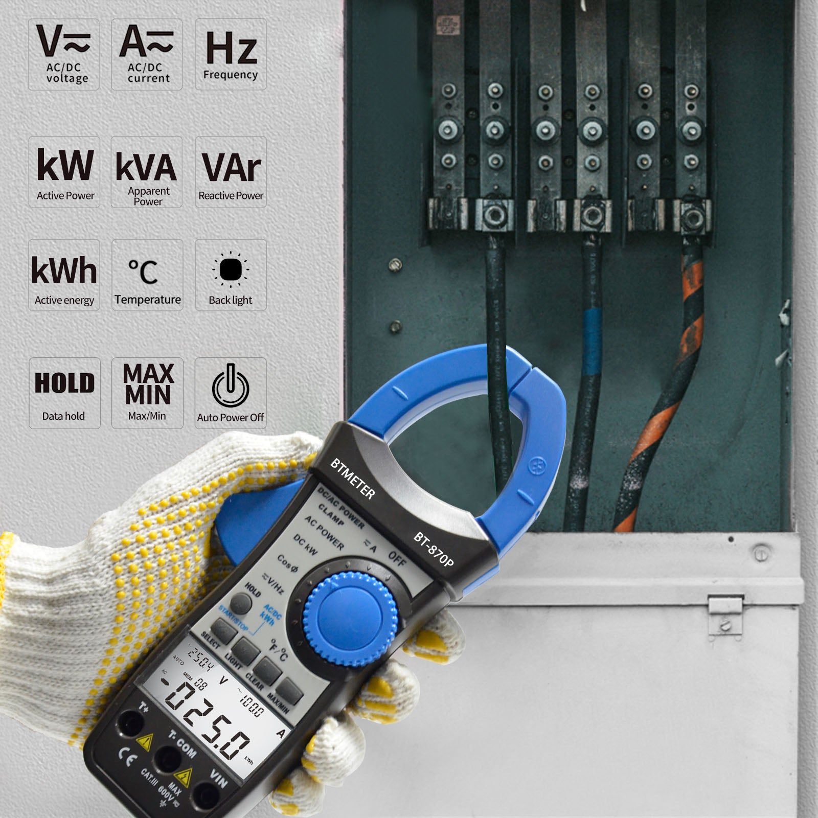 Meter Store Clamp Active Reactive Power Meter AC DC 999.9A