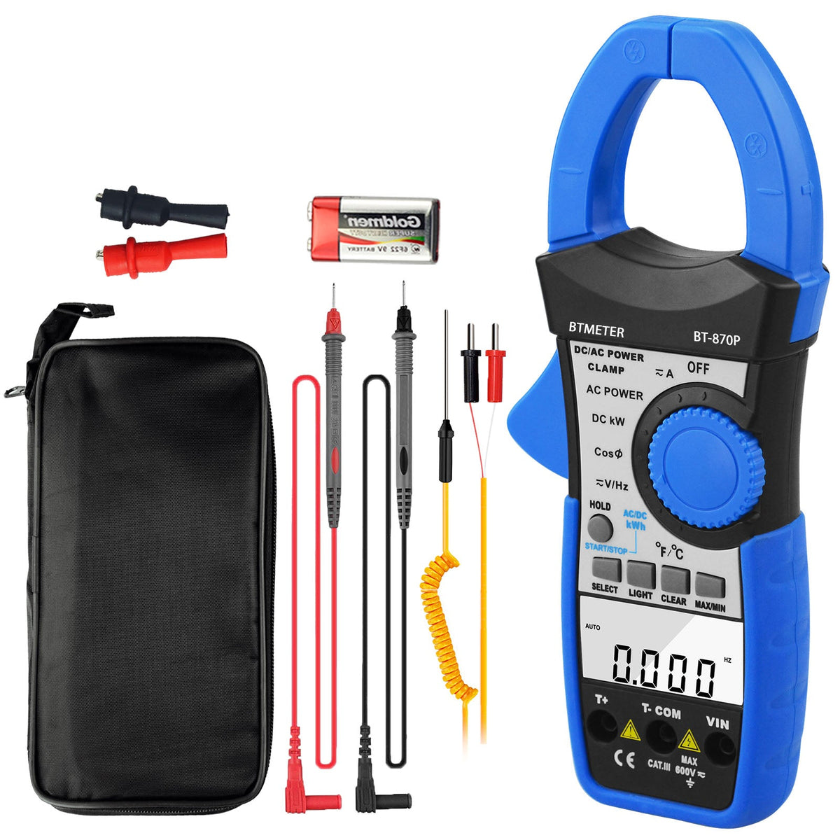 Clamp Active Reactive Power Meter AC DC 999.9A