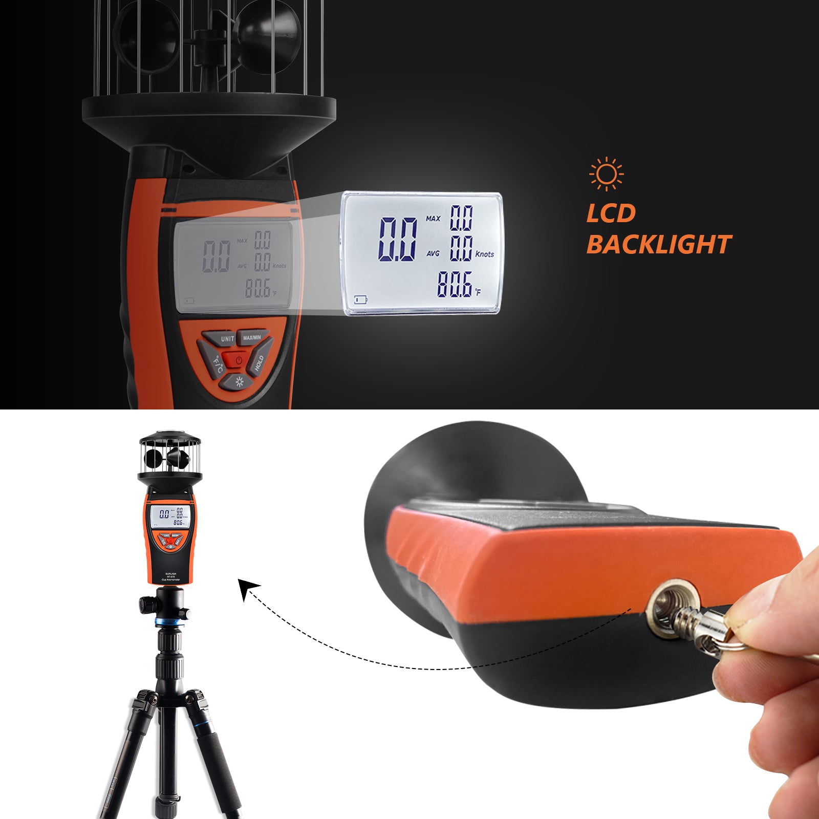 Air Speed Testing BTMETER BT-878 Non-Directional Cup Anemometer - Measures Wind Speed Me