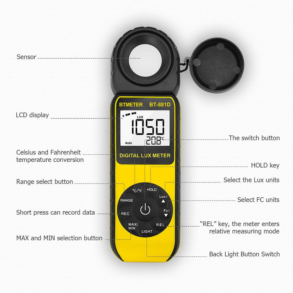 Meter Store Digital LUX Meter 0.1LUX-400000 LUX Range Light Meter