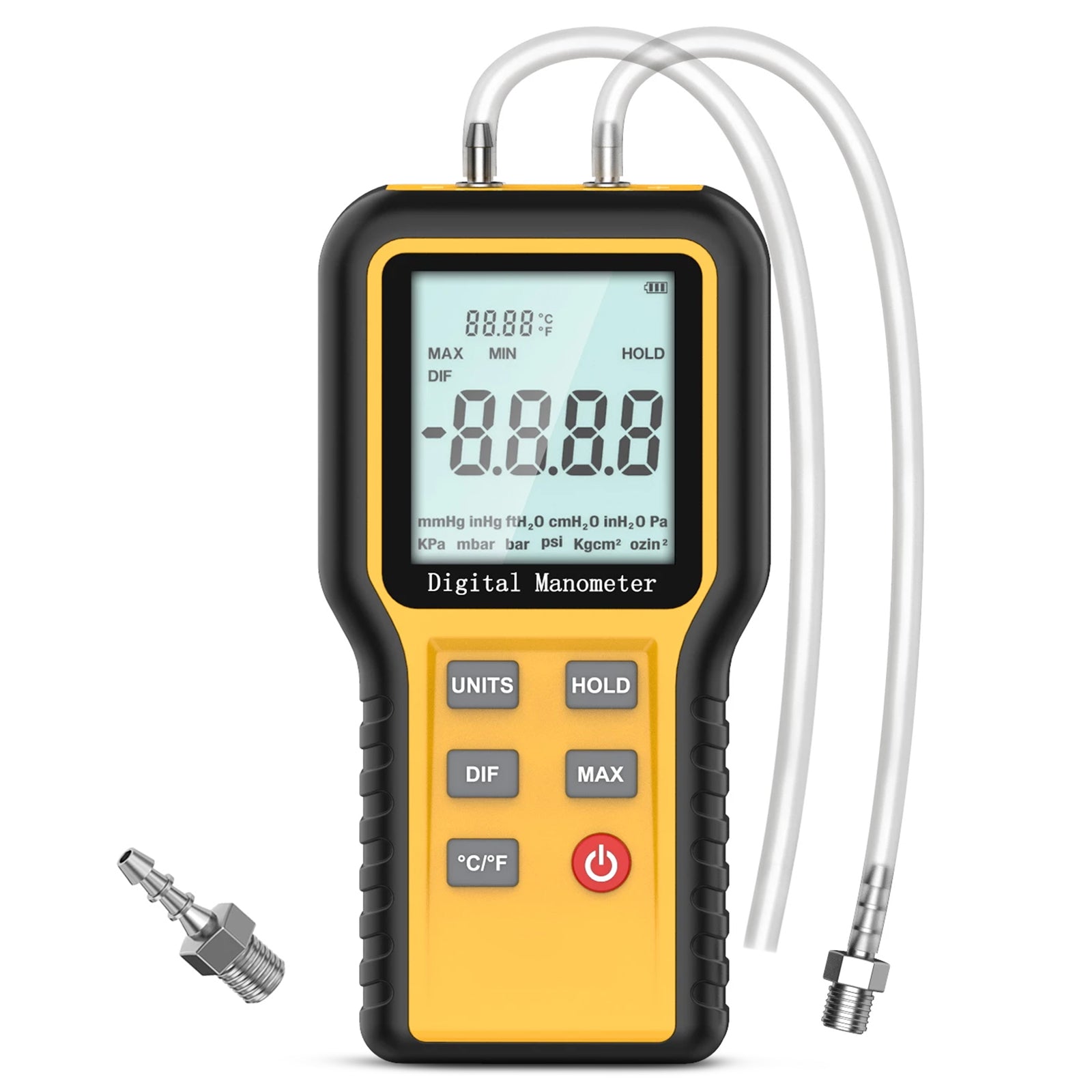 BTMETER BT-QX1201 Manometer Gas Pressure Meter, Dual Port Manometro Check Air Flow Pressure for HVAC Gas Furnace, 12 Measure Units - btmeter-store