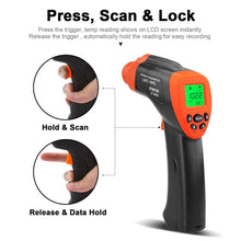 Cargar imagen en el visor de la galería, BTMETER BT-980G High Non-Contact Digital Infrared Thermometer, IR Laser Temp Gun 58℉-1292℉(NOT for Human Temp) - btmeter-store