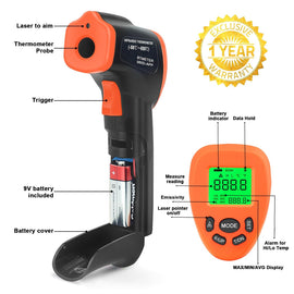 BTNETER BT-980D-APP nfrared Thermometer High IR Laser With Bluetooth APP - btmeter-store