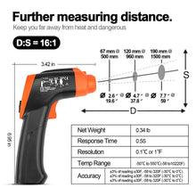 Cargar imagen en el visor de la galería, BTMETER BT-980G High Non-Contact Digital Infrared Thermometer, IR Laser Temp Gun 58℉-1292℉(NOT for Human Temp) - btmeter-store