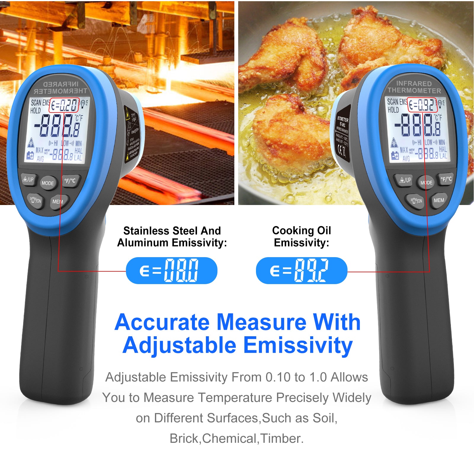 Non-Contact Digital Laser Infrared Thermometer Gun Measure Surface  Temperatures