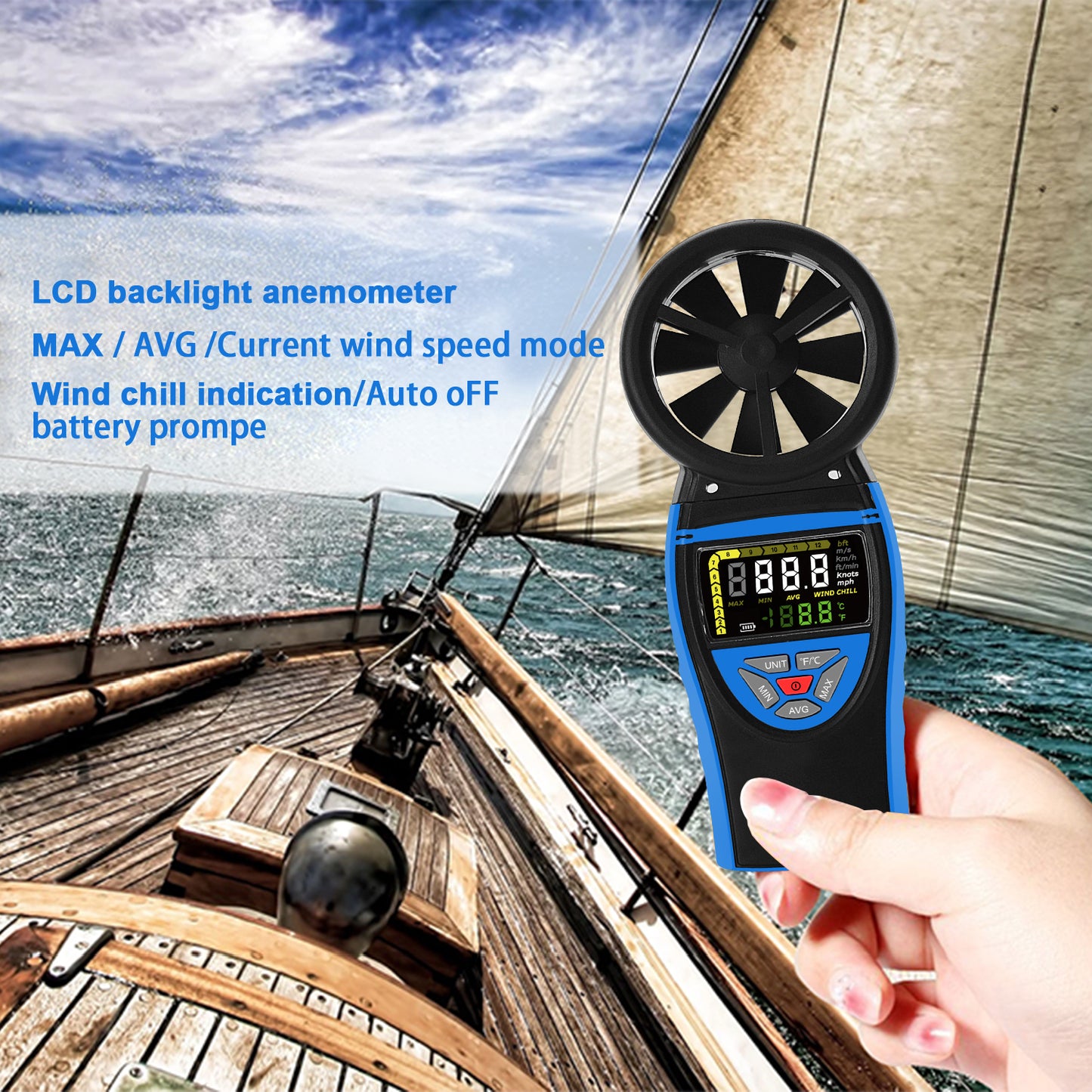 BTMETER BT-8805 NEW Digital Vane Anemometer with Color Screen Wind Speed Range 0.3~30m/s - btmeter-store