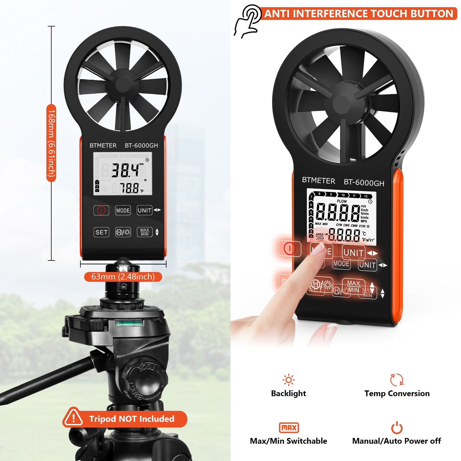 Anemometer Handheld Air Flow Meter