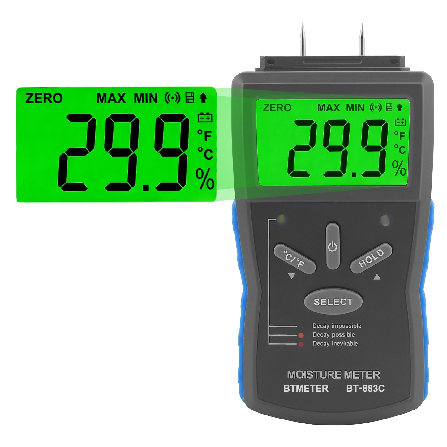 BTMETER BT-883C Humidity Meter Moisture Meter LCD Digital Humidity Tester - btmeter-store